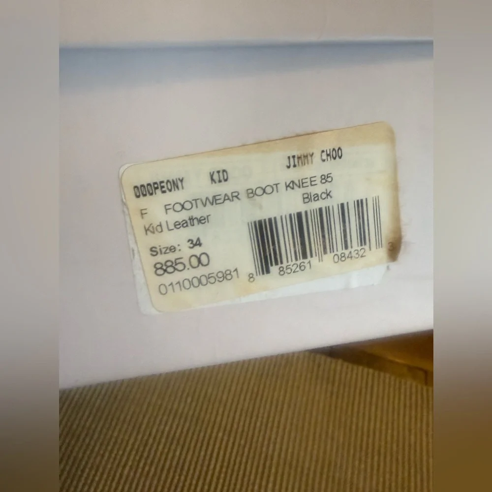 Jimmy Choo Black Leather Knee High Pointed Toe Boots size 34 - Picture 10 of 10